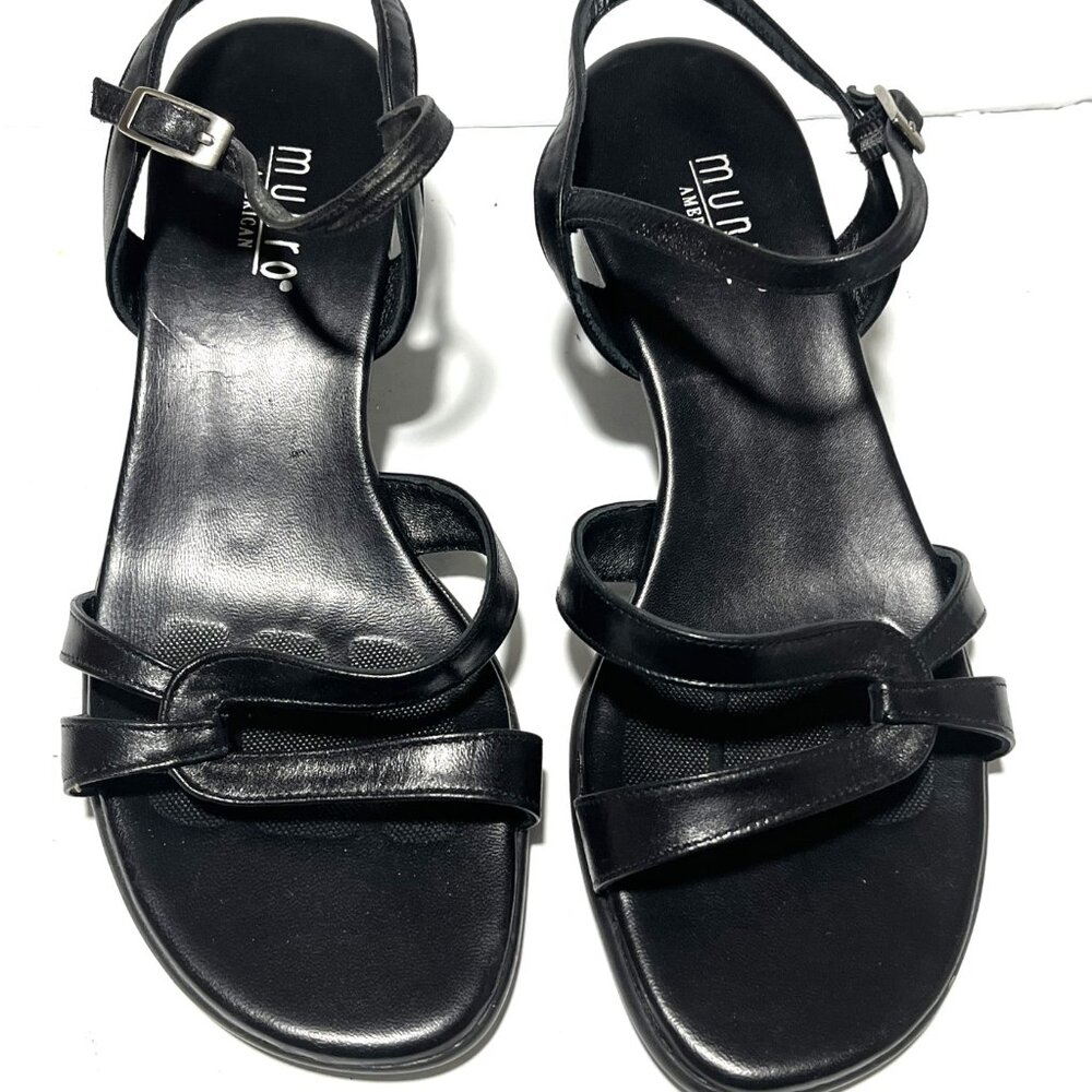 Munro Black Sling Back Strappy Sandals 2" Heel Size 7-1/2W Nordstrom New Other
